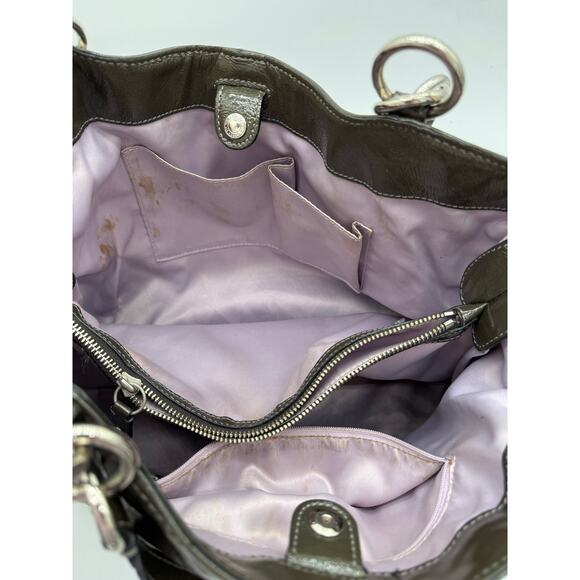 Coach Alexandra Large Dark Gray Patent Leather Hobo Tote Bag - Picture 9 of 10